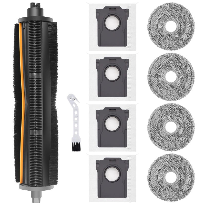 YUEYEE TriCut Brush Accessories Replacement Parts for Dreame X40 Ultra/ X30 Ultra/ L30 Ultra/ L10s Ultra/ L20 Ultra/ L10s Pro/ L40 Ultra, MOVA P10 / P10 Pro/ P50 Pro, Includes 4 mop Cloths, 4 dust Bags - Image 1